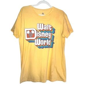 Disney 70's Inspired Graphic Walt Disney World Tee Yellow Size Large
